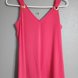 🌞 Michael Kors Pink Camisole with Gold Rings Size Small